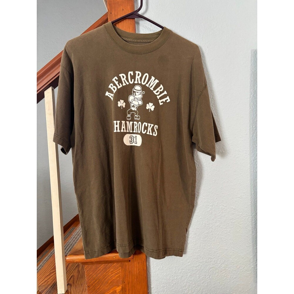 Abercrombie & Fitch shamrocks 31 T-Shirt VTG st Patrick’s day M khaki green